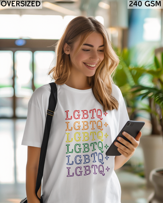 LGBTQ+ Rainbow Text Oversized T-Shirt - Unisex