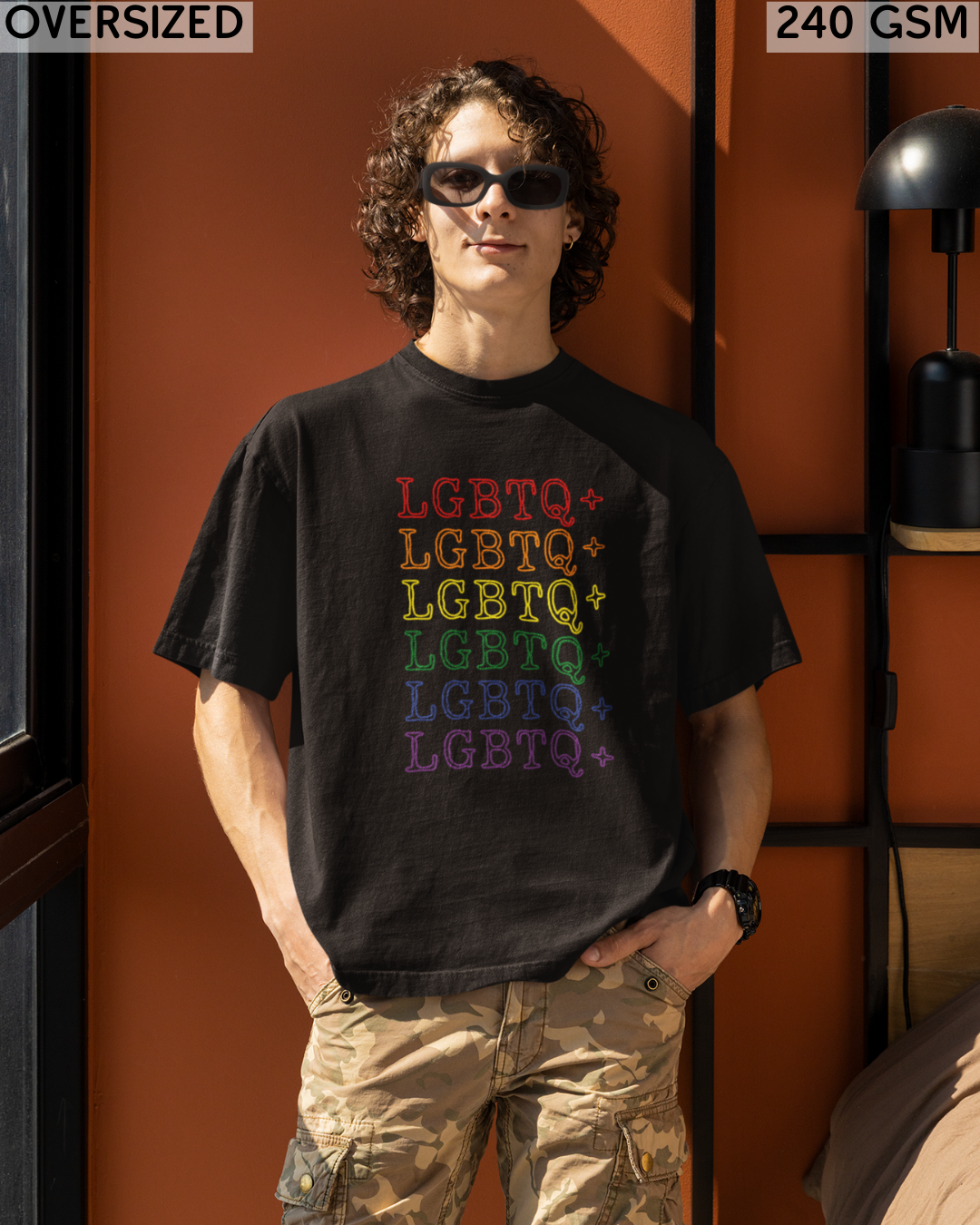 LGBTQ+ Rainbow Text Oversized T-Shirt - Unisex