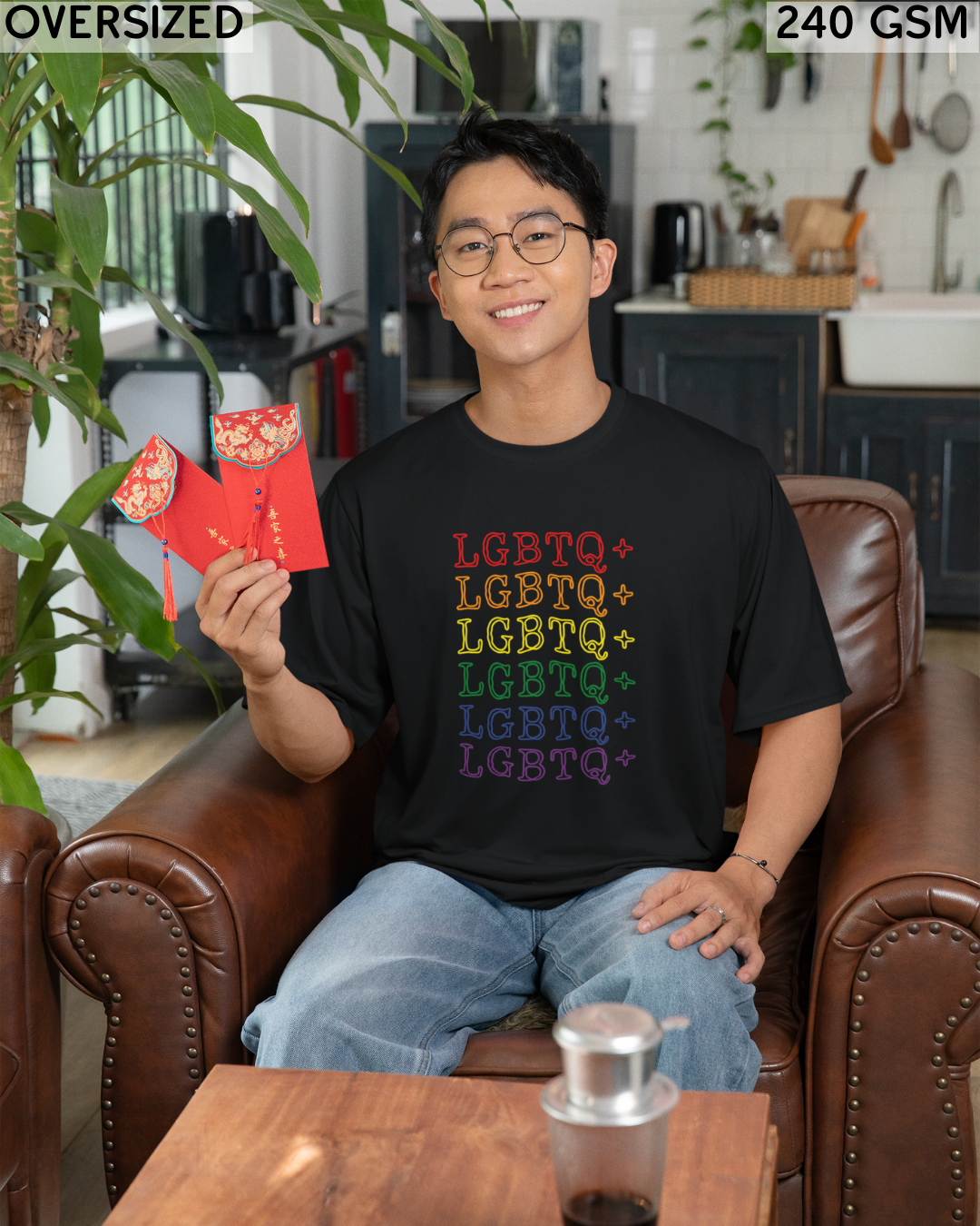 LGBTQ+ Rainbow Text Oversized T-Shirt - Unisex