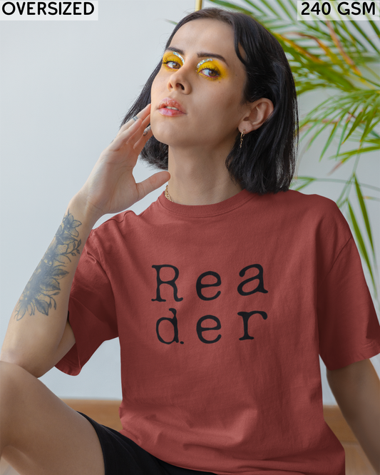 Reader Large (English) Text Oversized T-Shirt - Unisex