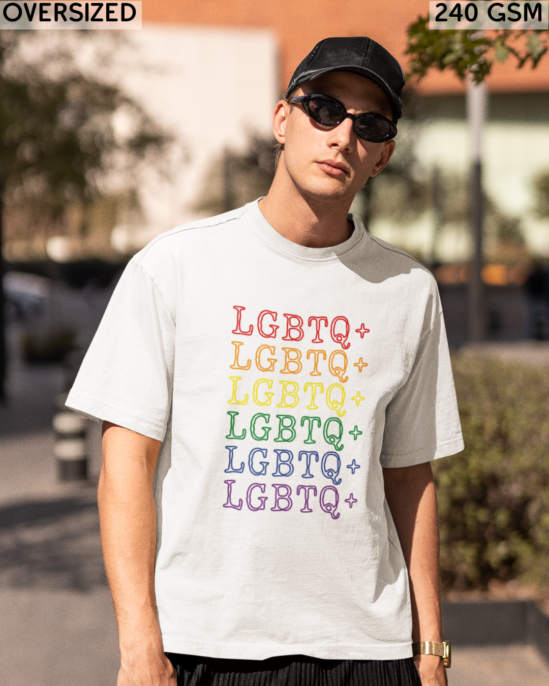 LGBTQ+ Rainbow Text Oversized T-Shirt - Unisex