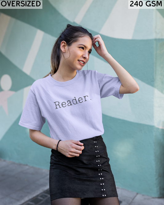 Reader Small (English) Text Oversized T-Shirt - Unisex