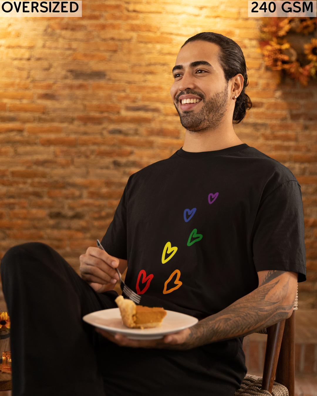Rainbow Hearts LGBTQ+ Oversized T-Shirt - Unisex