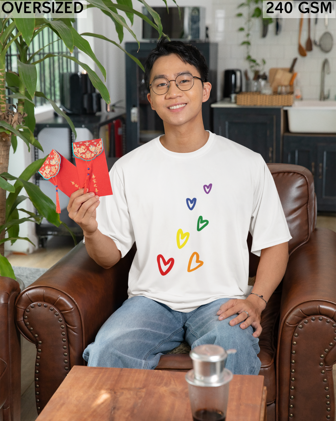 Rainbow Hearts LGBTQ+ Oversized T-Shirt - Unisex