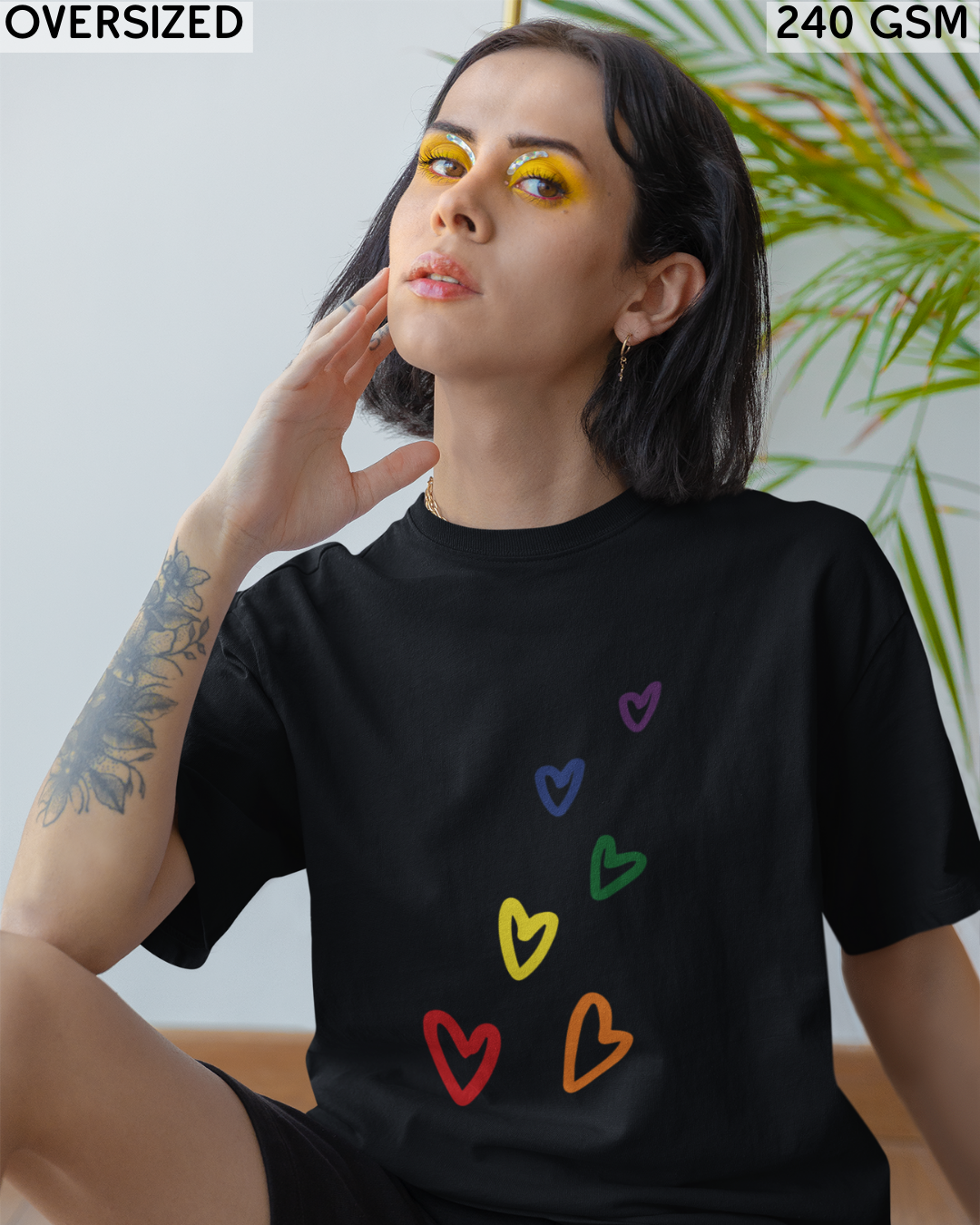Rainbow Hearts LGBTQ+ Oversized T-Shirt - Unisex