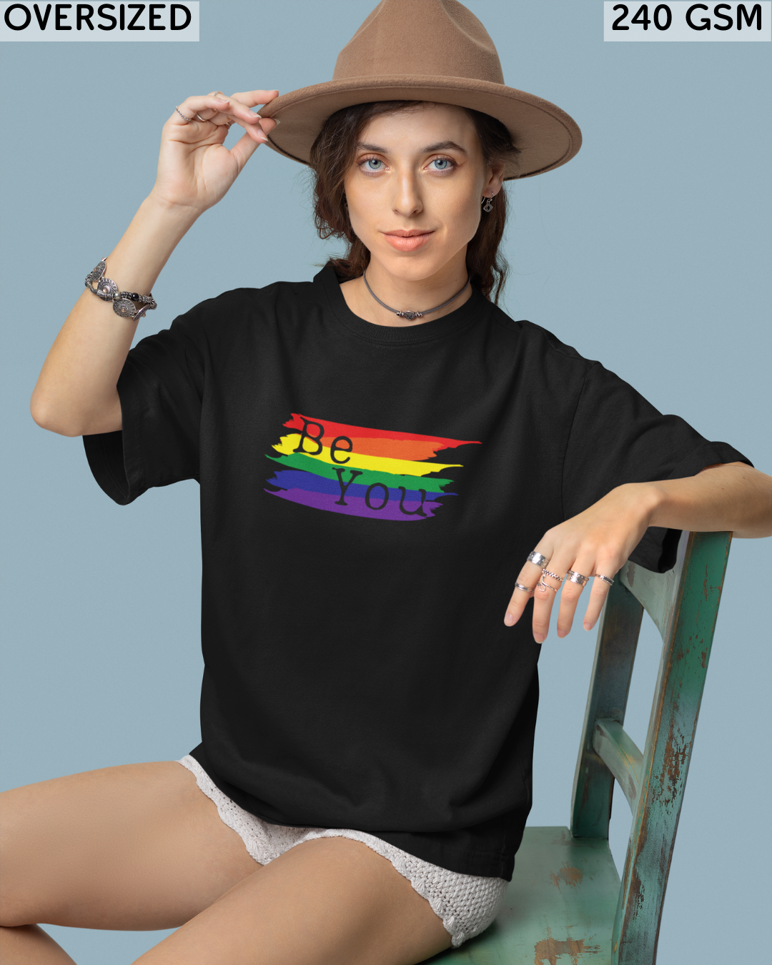 Be You Rainbow Flag LGBTQ+ Oversized T-Shirt - Unisex