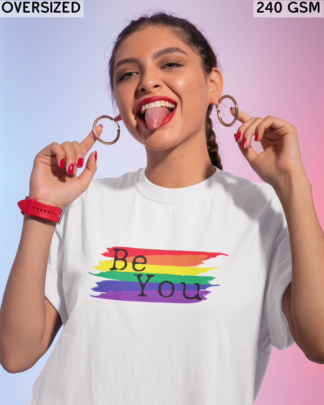 Be You Rainbow Flag LGBTQ+ Oversized T-Shirt - Unisex