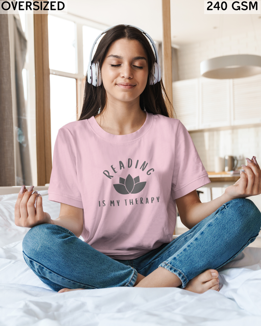 Reading Is My Therapy Oversized T-Shirt - Unisex