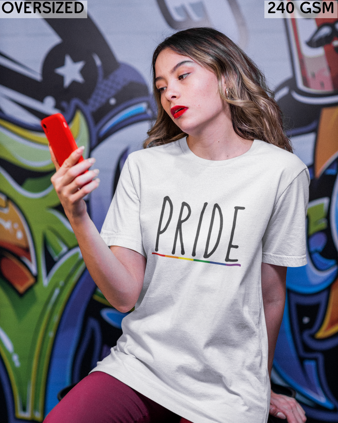 Pride (English) Text LGBTQ+ Oversized T-Shirt - Unisex