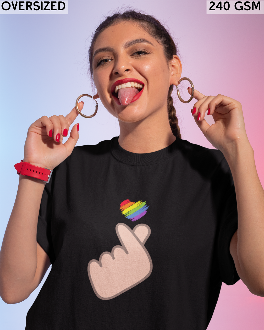 Korean Heart LGBTQ+ Oversized T-Shirt - Unisex