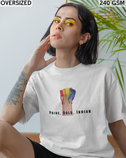 Pride, Bold, Indian LGBTQ+ Oversized T-Shirt - Unisex