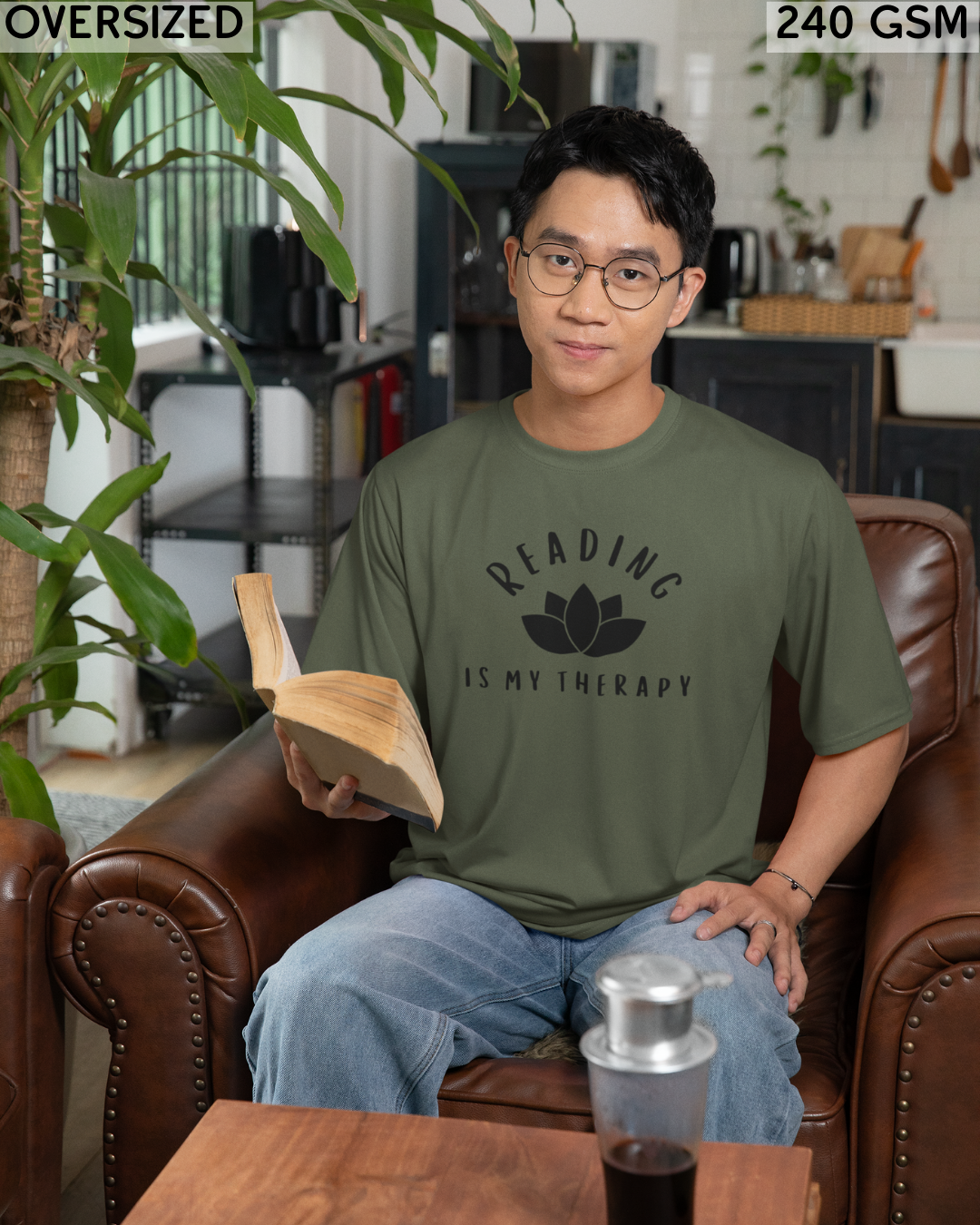 Reading Is My Therapy Oversized T-Shirt - Unisex