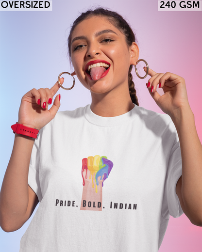Pride, Bold, Indian LGBTQ+ Oversized T-Shirt - Unisex
