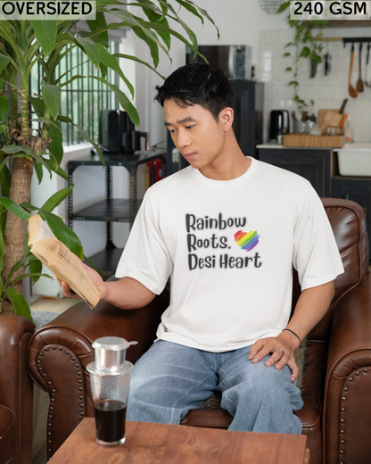 Rainbow Roots Desi Heart LGBTQ+ Oversized T-Shirt - Unisex