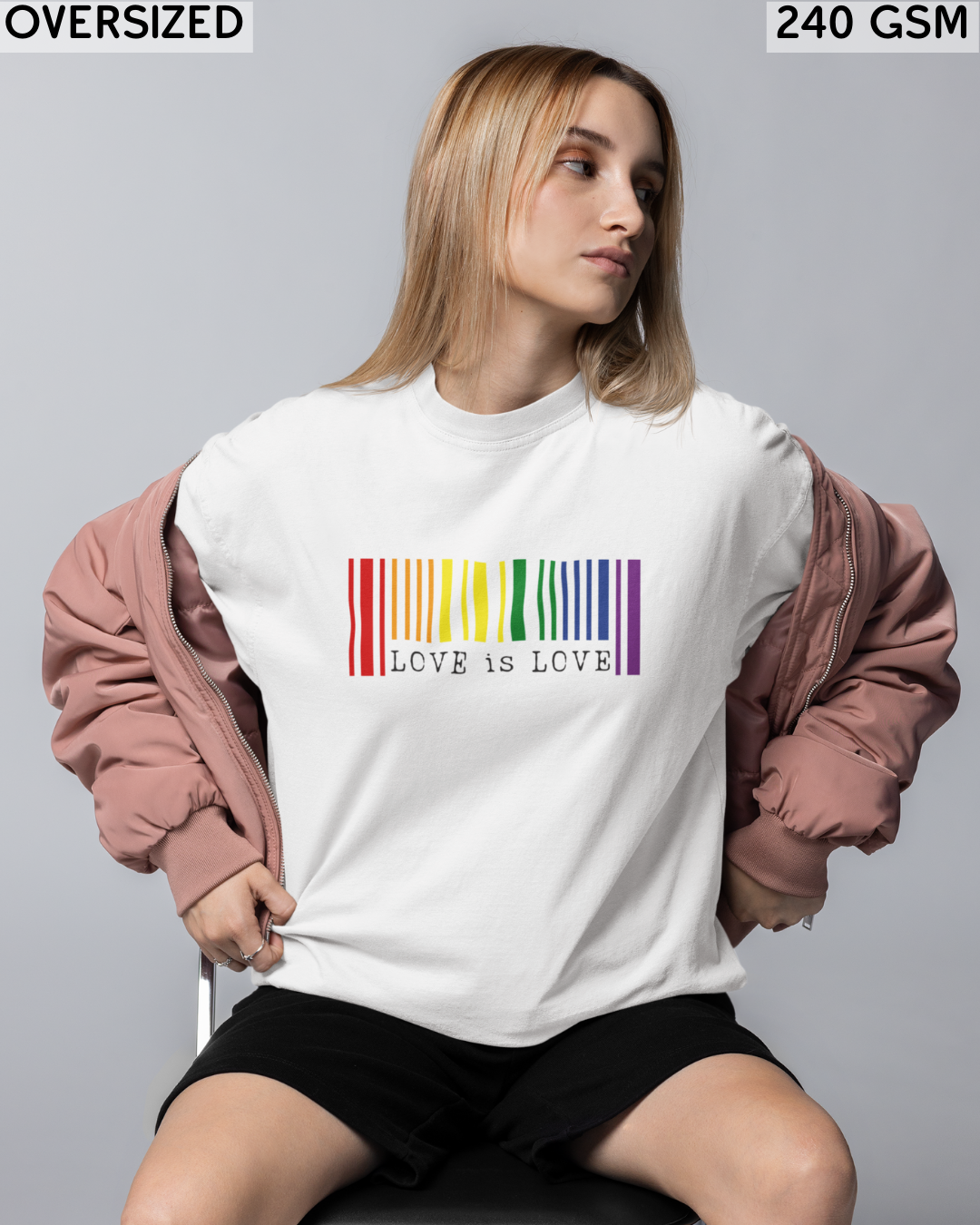 Love is Love Barcode LGBTQ+ Oversized T-Shirt - Unisex