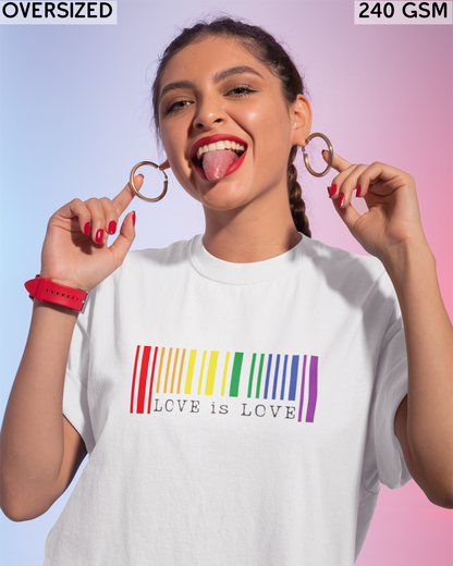 Love is Love Barcode LGBTQ+ Oversized T-Shirt - Unisex