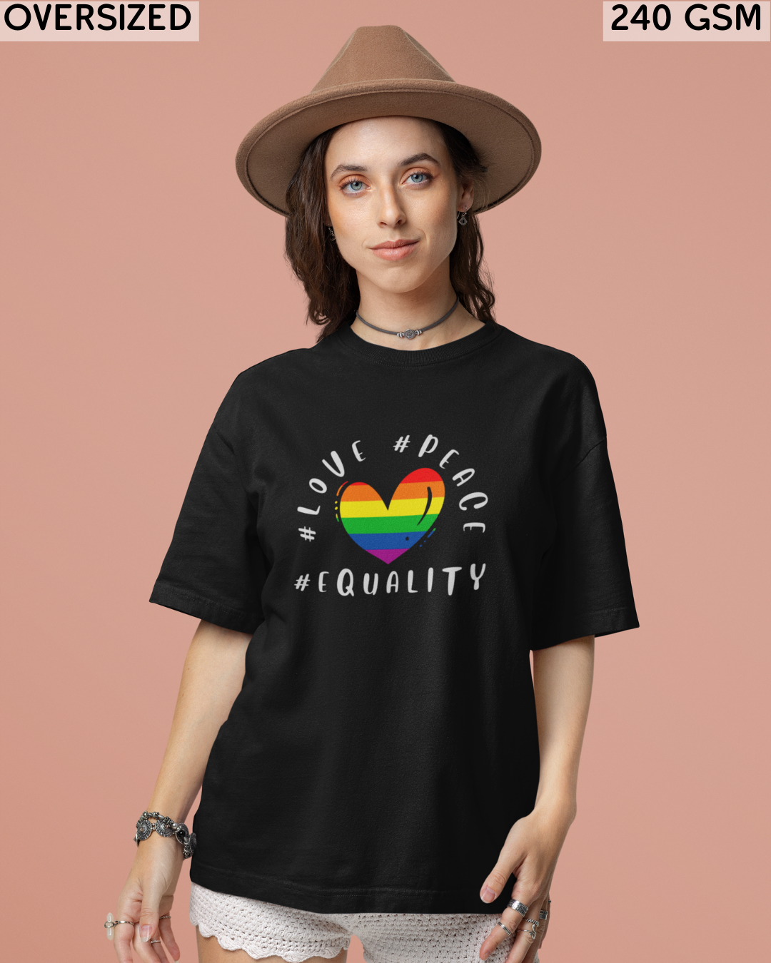 Love Peace Equality LGBTQ+ Oversized T-Shirt - Unisex