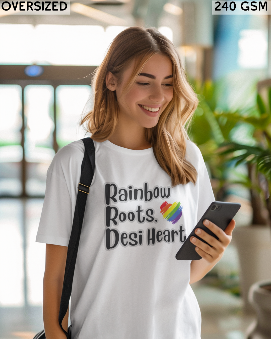 Rainbow Roots Desi Heart LGBTQ+ Oversized T-Shirt - Unisex