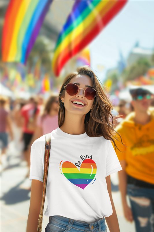 Be Kind Rainbow Heart LGBTQ+ T-Shirt - Unisex