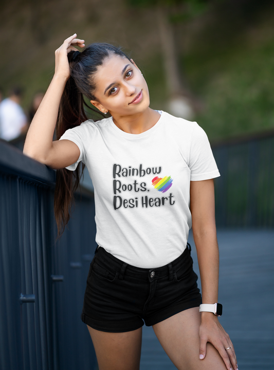 Rainbow Roots Desi Heart LGBTQ+ T-Shirt - Unisex