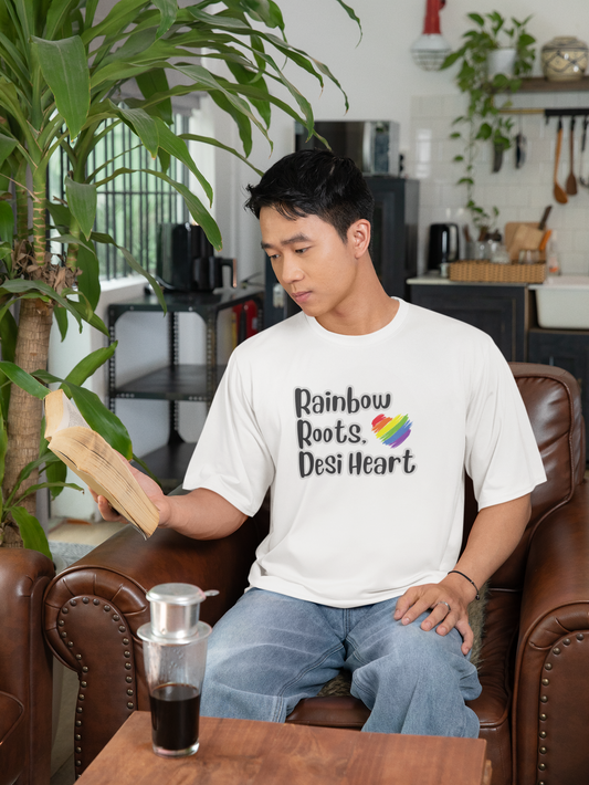 Rainbow Roots Desi Heart LGBTQ+ Oversized T-Shirt - Unisex