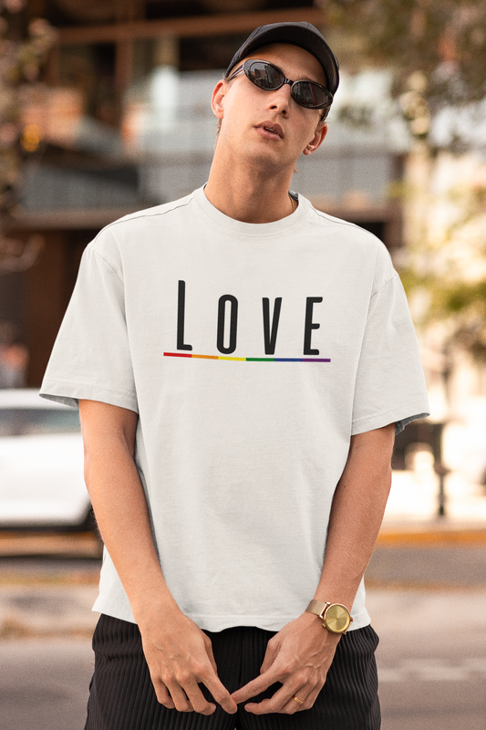 Love (English) Text LGBTQ+ Oversized T-Shirt - Unisex
