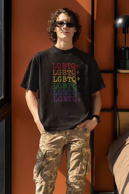 LGBTQ+ Rainbow Text Oversized T-Shirt - Unisex