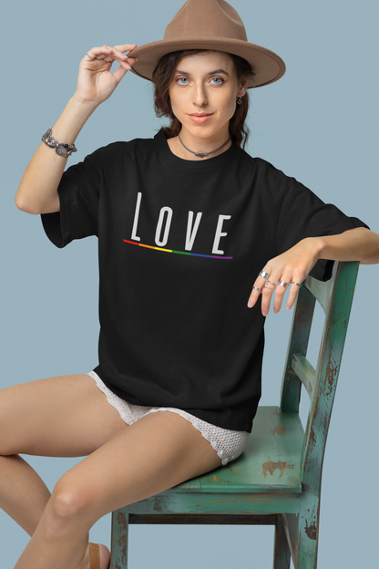 Love (English) Text LGBTQ+ Oversized T-Shirt - Unisex