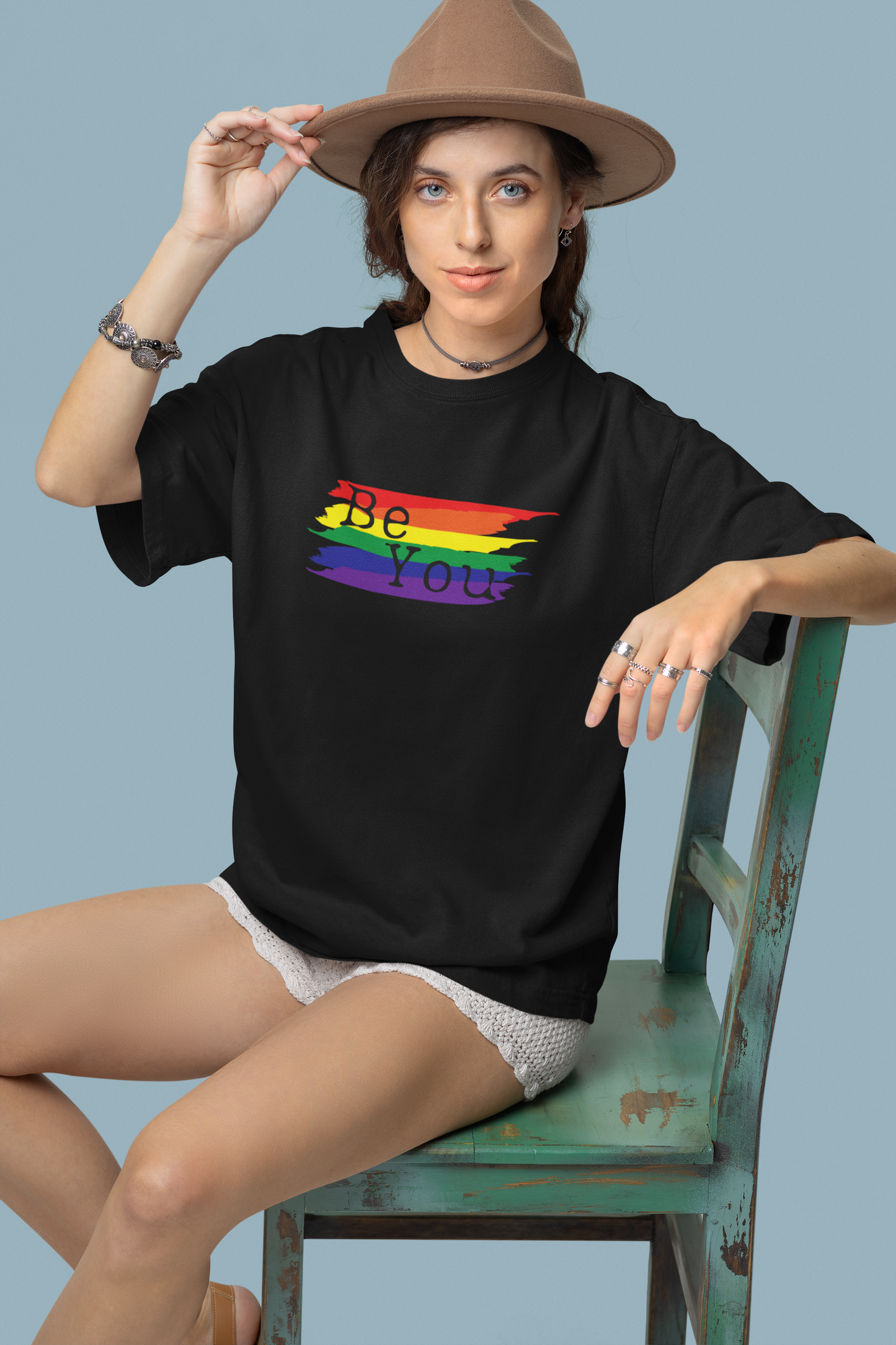Be You Rainbow Flag LGBTQ+ Oversized T-Shirt - Unisex