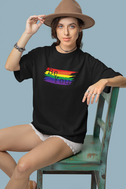 Be You Rainbow Flag LGBTQ+ Oversized T-Shirt - Unisex