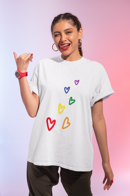 Rainbow Hearts LGBTQ+ Oversized T-Shirt - Unisex